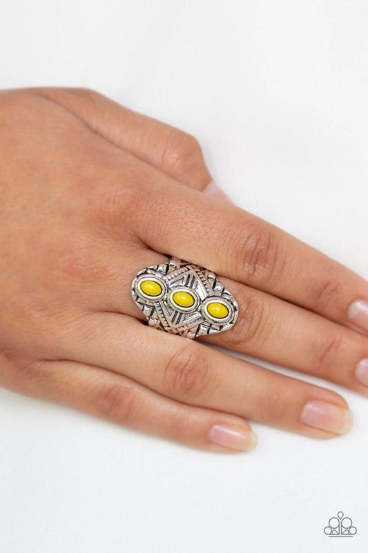 Paparazzi Accessories  - Mayan Motif  #RO1/D1 -  Yellow ring