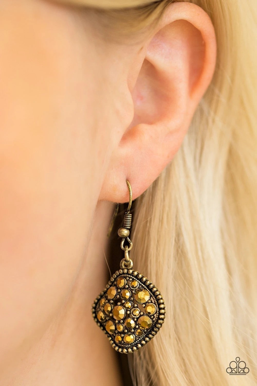 Paparazzi Accessories  - Princess of Prestige #E349 Peg - Brass Earrings