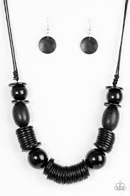 Paparazzi Accessories - You Better Belize #N280 Peg - Black Wood Necklace