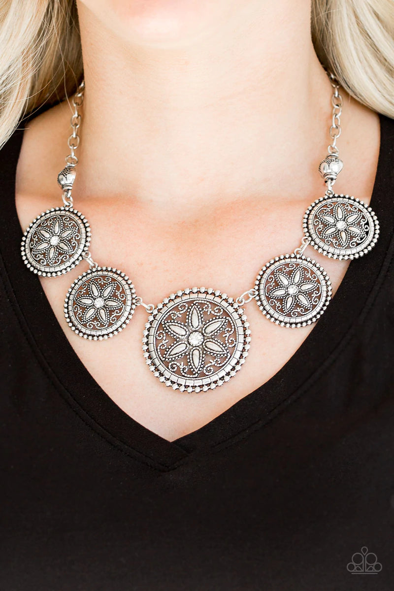 Paparazzi Accessories - Written in the Star Lilies #N825 Peg - White Necklace