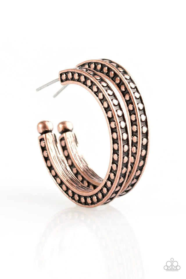 Paparazzi Accessories  - Go Ahead and TRIBE - Copper Earrings