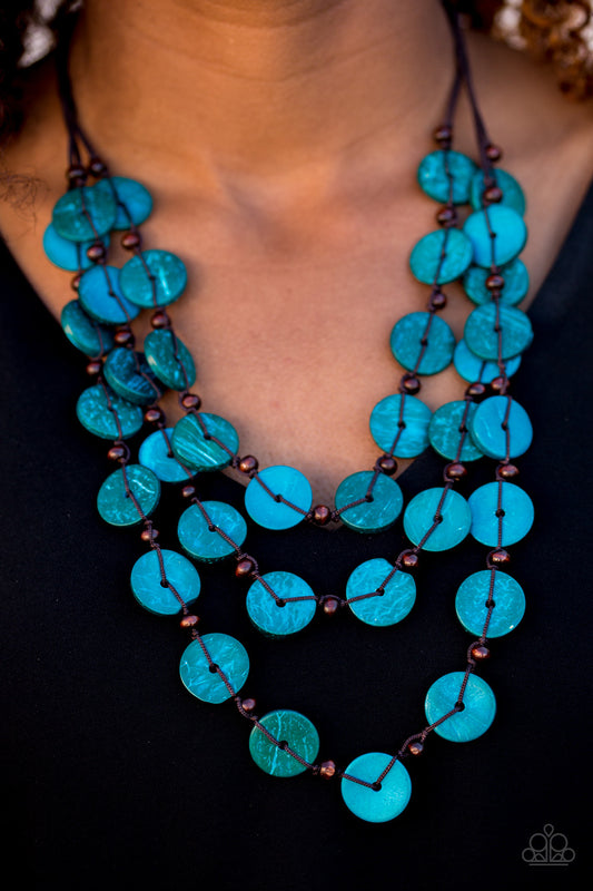 Paparazzi Accessories - Tiki Tango #N223 Box 3 - Blue Necklace