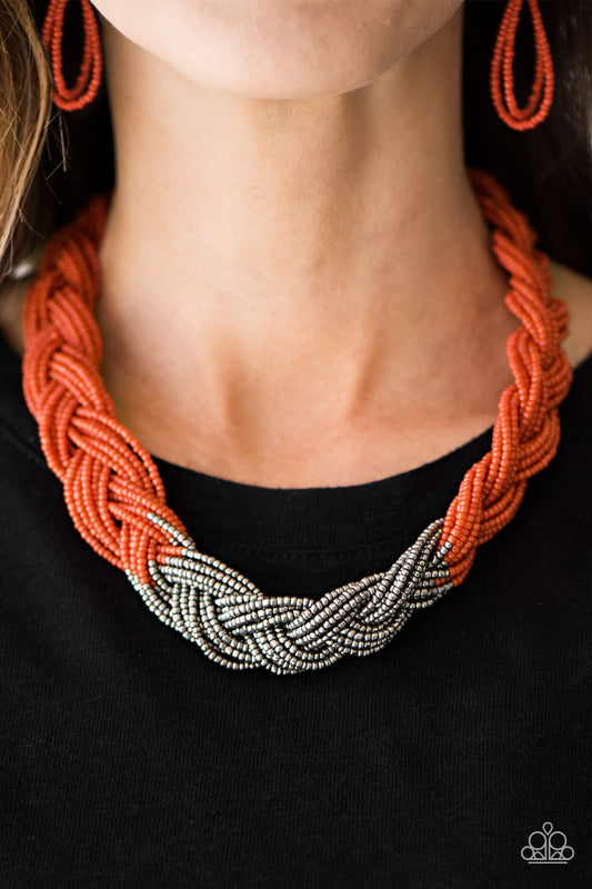 Paparazzi Accessories - Brazilian Brilliance - Coral  #N104 Orange Necklace