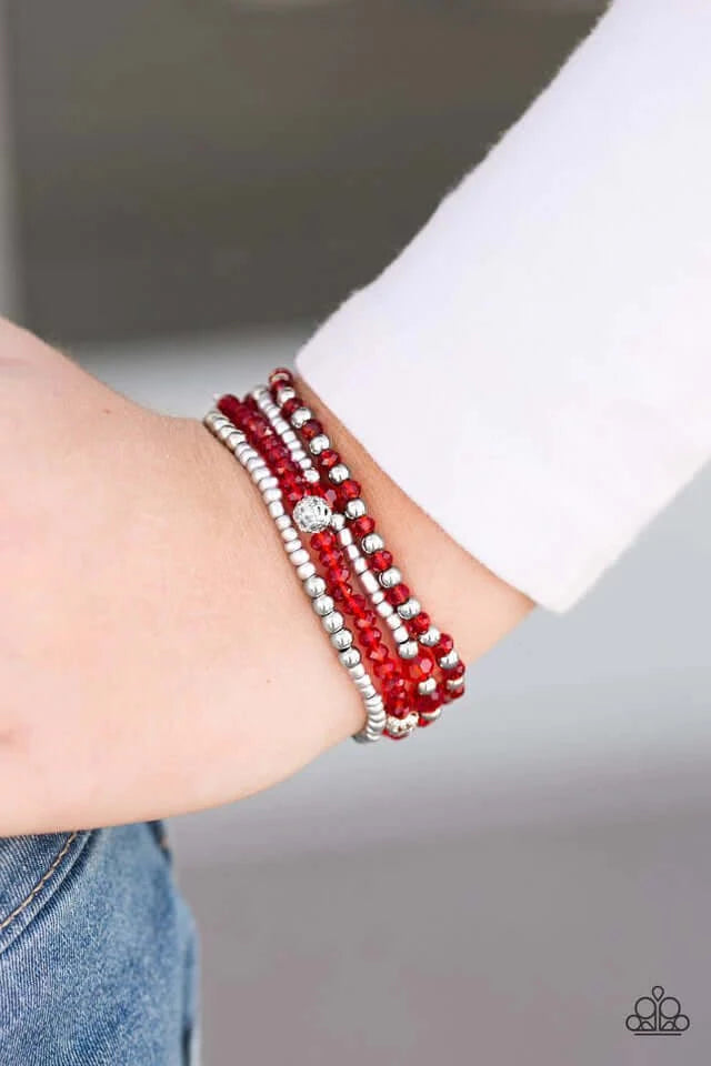 Paparazzi  Accessories - All Glam #L640 - Red Bracelet