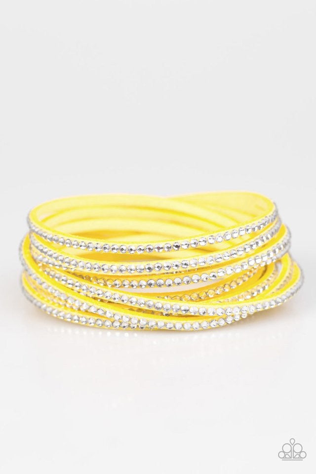 Paparazzi Accessories  - Do The Hustle #B62 Case 1 - Yellow Bracelet