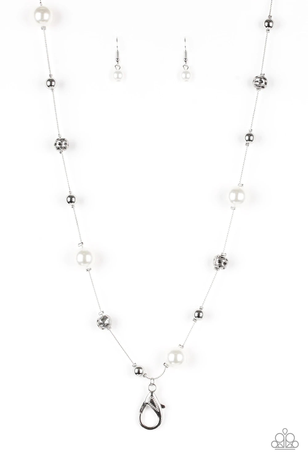 Paparazzi Accessories  - Eloquently Eloquent #N892 Peg - White Lanyard Necklace