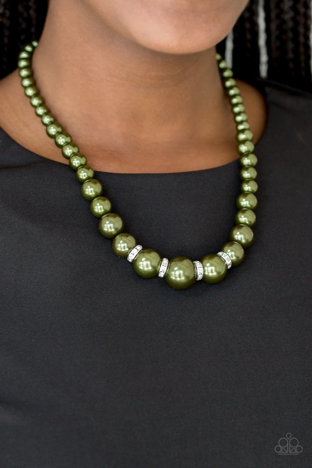 Paparazzi Accessories  - Party Pearls - Green Necklace - TheMasterCollection