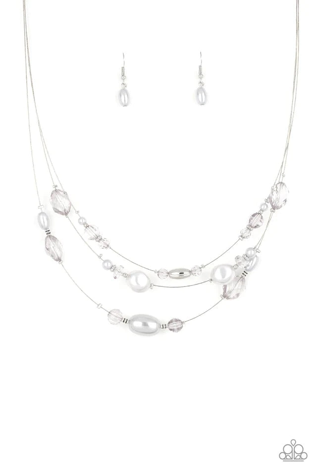 Paparazzi Accessories - Pacific Pageantry #N361 Box 4 - Silver Necklace