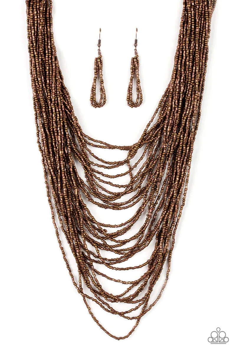 Paparazzi Accessories  - Dauntless Dazzle #L - Copper Necklace