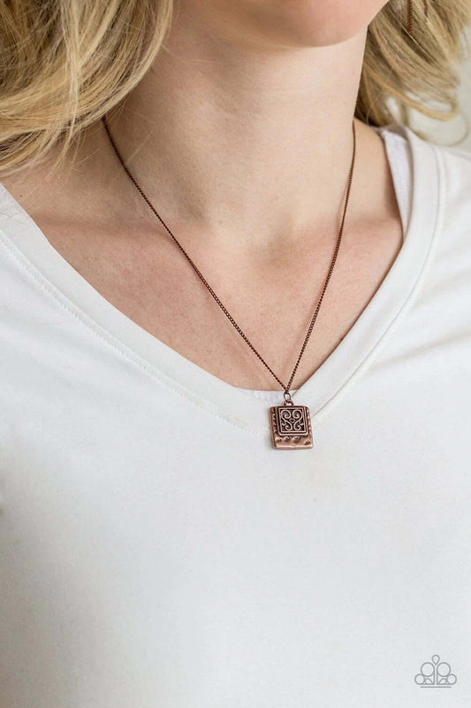 Paparazzi Accessories  - Back To Square One #N477 Peg - Copper Necklace