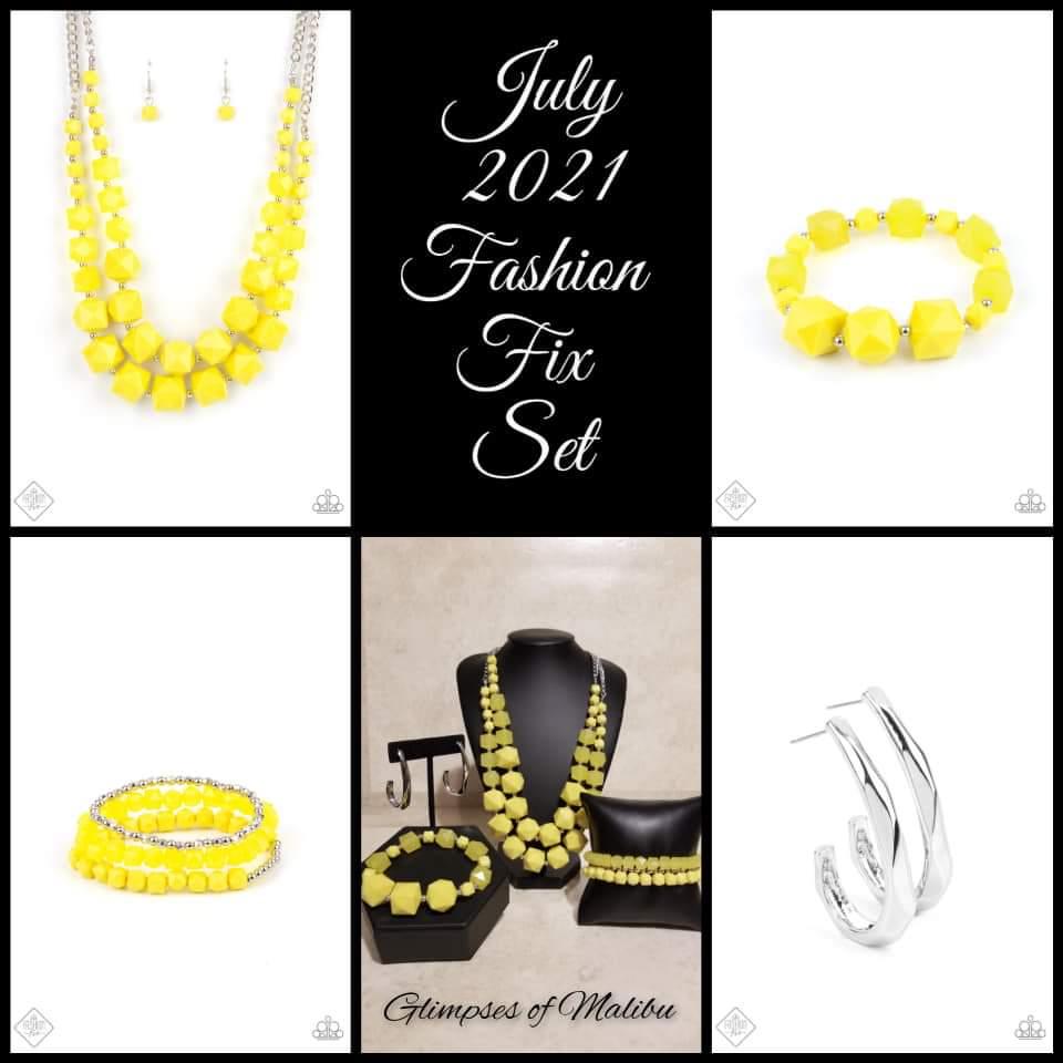 Paparazzi Accessories - The Glimpses of Malibu Collection #GM-0721 - Yellow Bracelet Fashion Fix July 2021 #GM0721