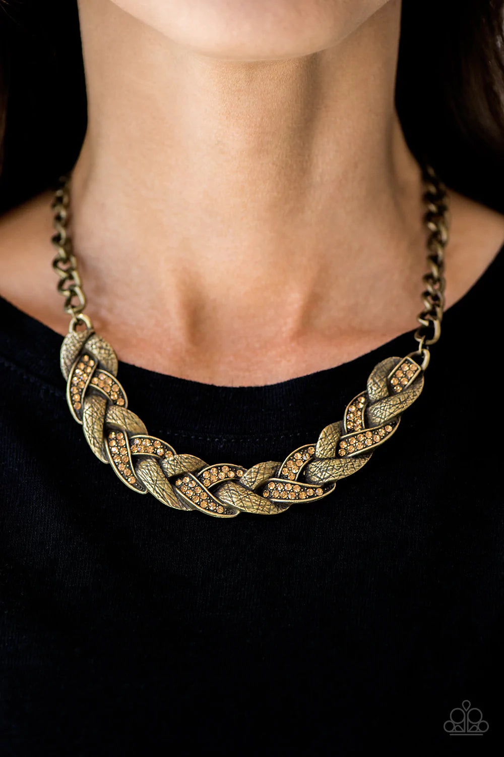 Paparazzi Accessories - Blind Side #N17 Peg - Brass Necklace