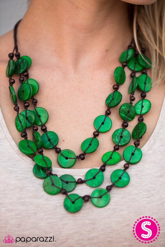 Paparazzi Accessories - Tiki Tango - Green  Necklace - TheMasterCollection