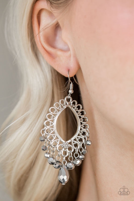 Paparazzi Accessories  - Just Say Noir #E155 Peg - Silver Earring