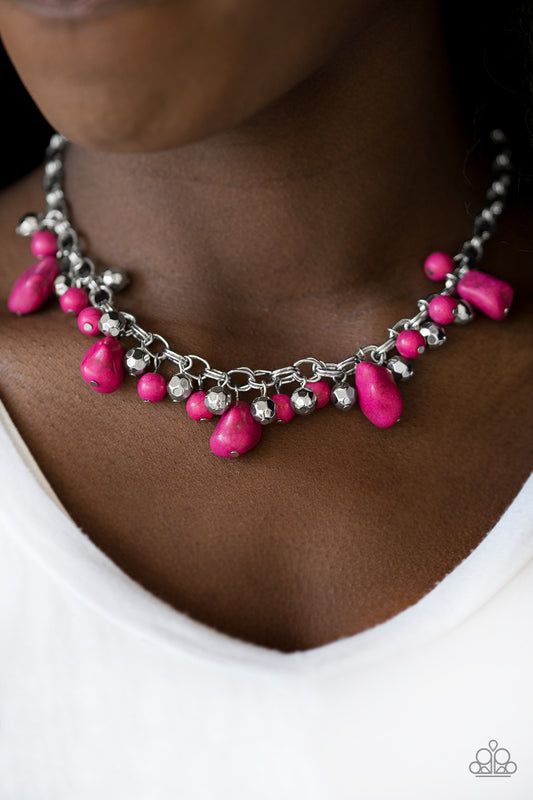 Paparazzi Accessories  - Paleo Princess #N342 Box 4 - Pink Necklace