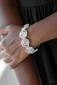 Paparazzi Accessories - Beat Around The Rosebush #B702 Peg - Silver Bracelet