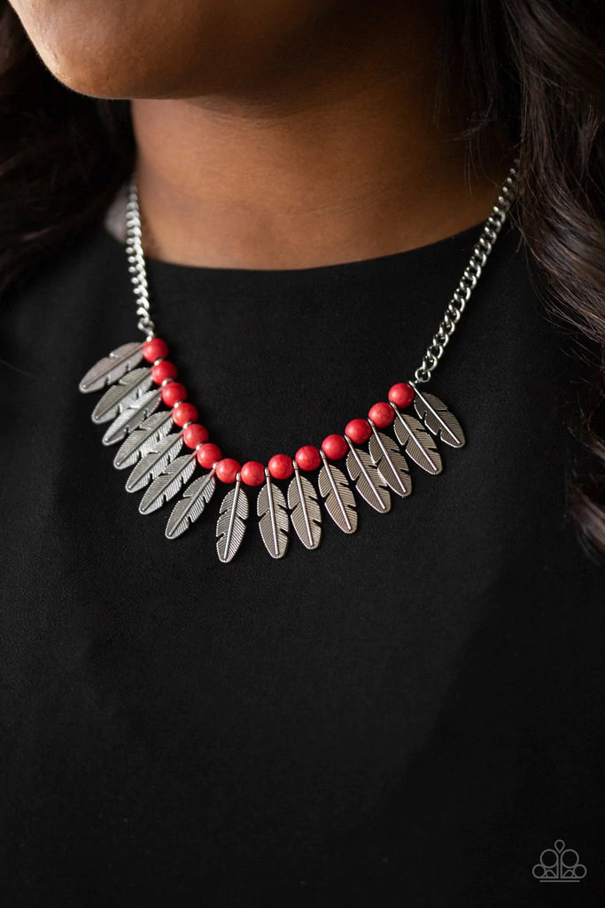 Paparazzi Accessories  - Desert Plumes #L678 - Red Necklace