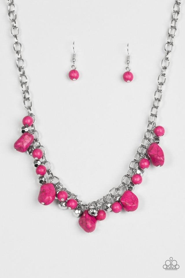 Paparazzi Accessories  - Paleo Princess #N342 Box 4 - Pink Necklace