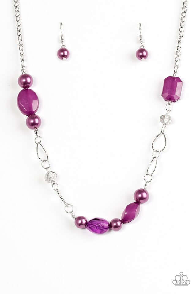 Paparazzi Accessories  - Beam Away #N84 Peg - Purple Necklace