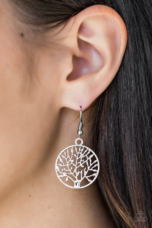 Paparazzi Accessories  - Tree Ring Circus #L160 - Silver Earrings