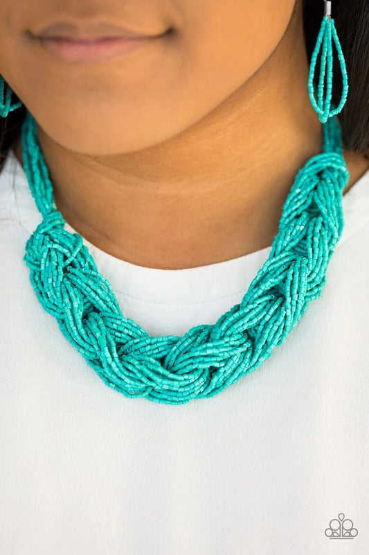 Paparazzi Accessories  - Wrap Battle #N178 Peg- Blue Necklace