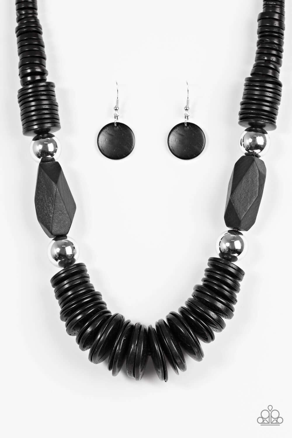 Bermuda Bellhop Black Wooden Necklace - Paparazzi Accessories – 3D Jewelz