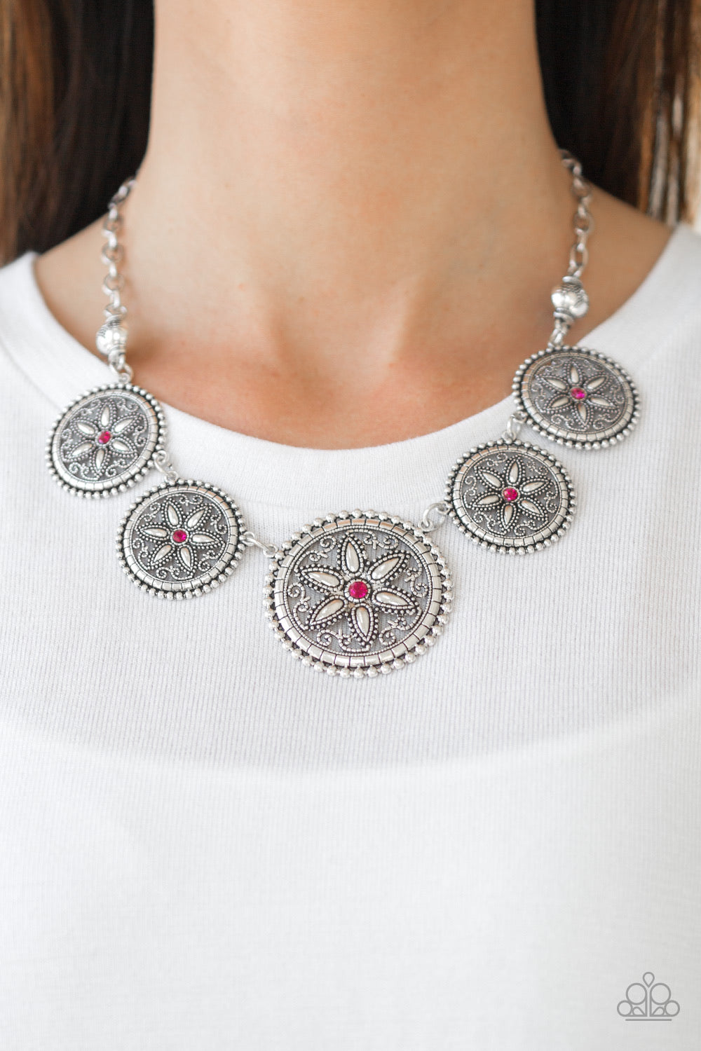 Paparazzi Accessories - Written in the Star Lilies - Pink Necklace - TheMasterCollection