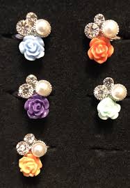 Paparazzi Accessories - Inspirational Words #SS19 - PEARL RHINESTONE MULTI COLOR ROSE FLOWER  - Starlet Shimmer Rings
