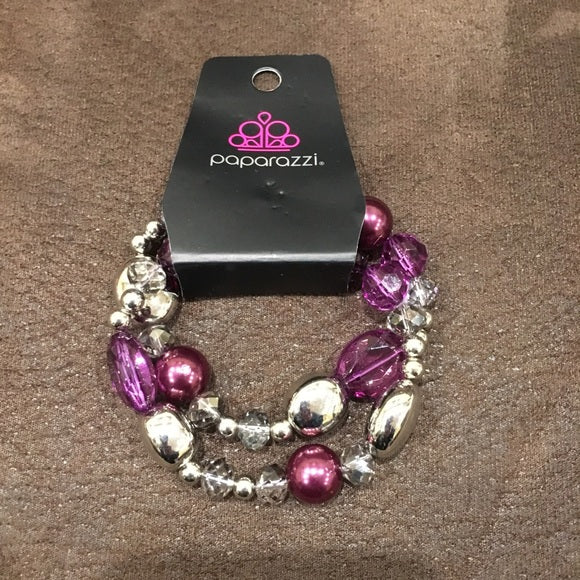 Paparazzi Accessories  - Purple Crystal #B194 Peg - Purple Bracelet